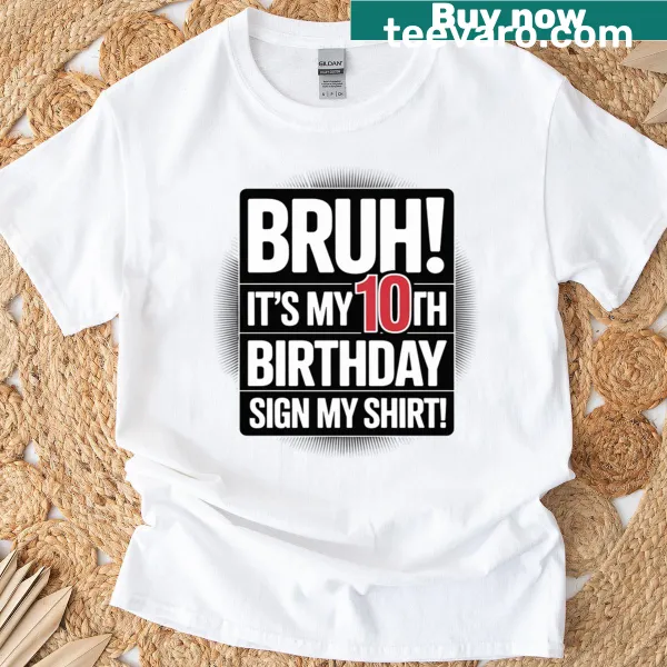 10th birthday shirt with playful text