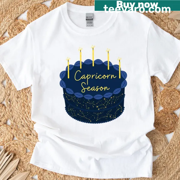 Whimsical Capricorn birthday cake t-shirt for kids