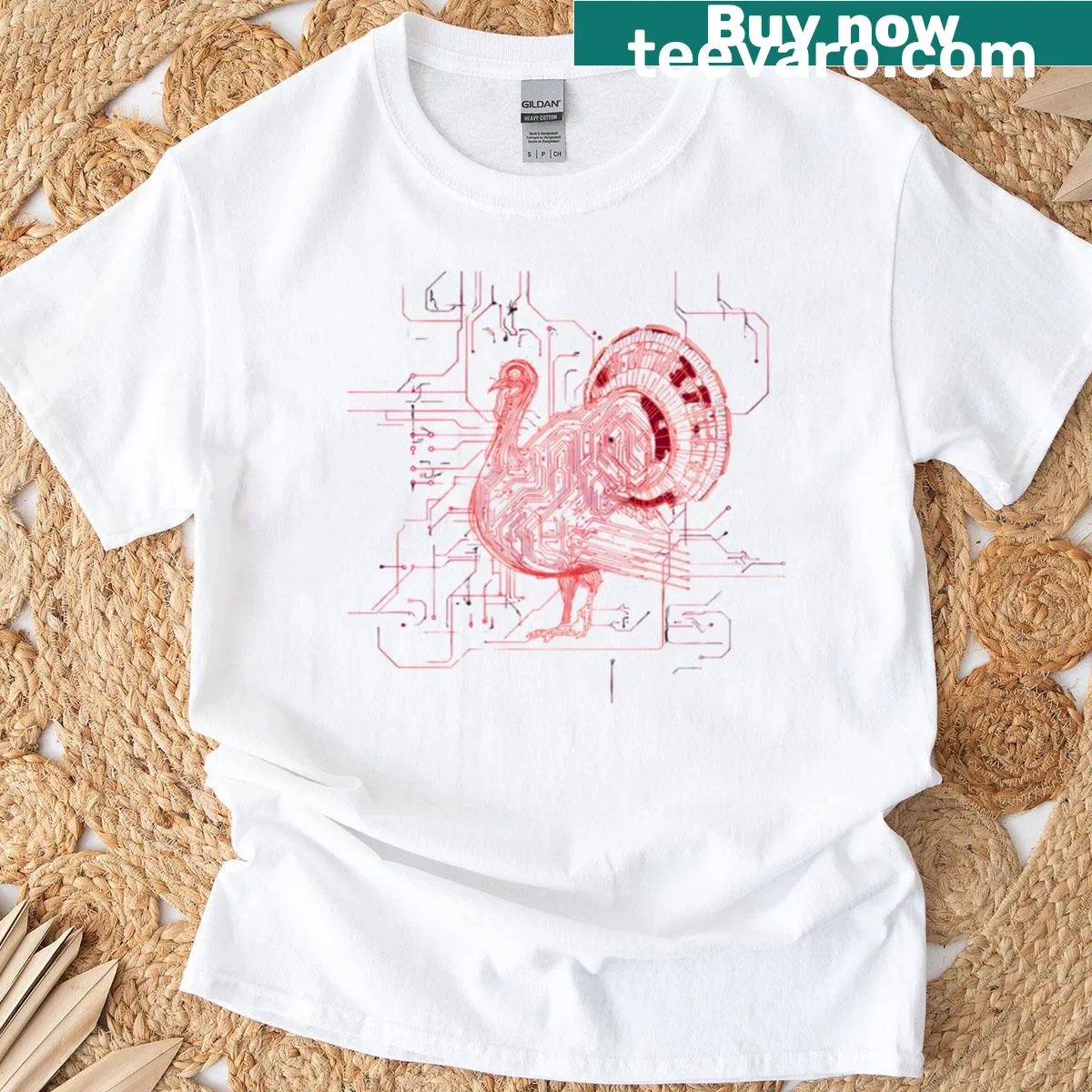 Abstract turkey illustration with a humorous take on T-shirt — on a men's t-shirt