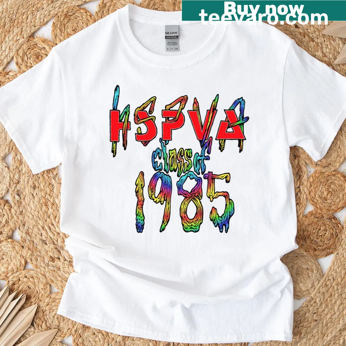Class of 1985 typography t-shirt celebrating graduation. — on a men's t-shirt