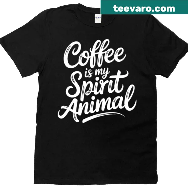 Minimal line design T-shirt with the quote Coffee Is My Spirit Animal