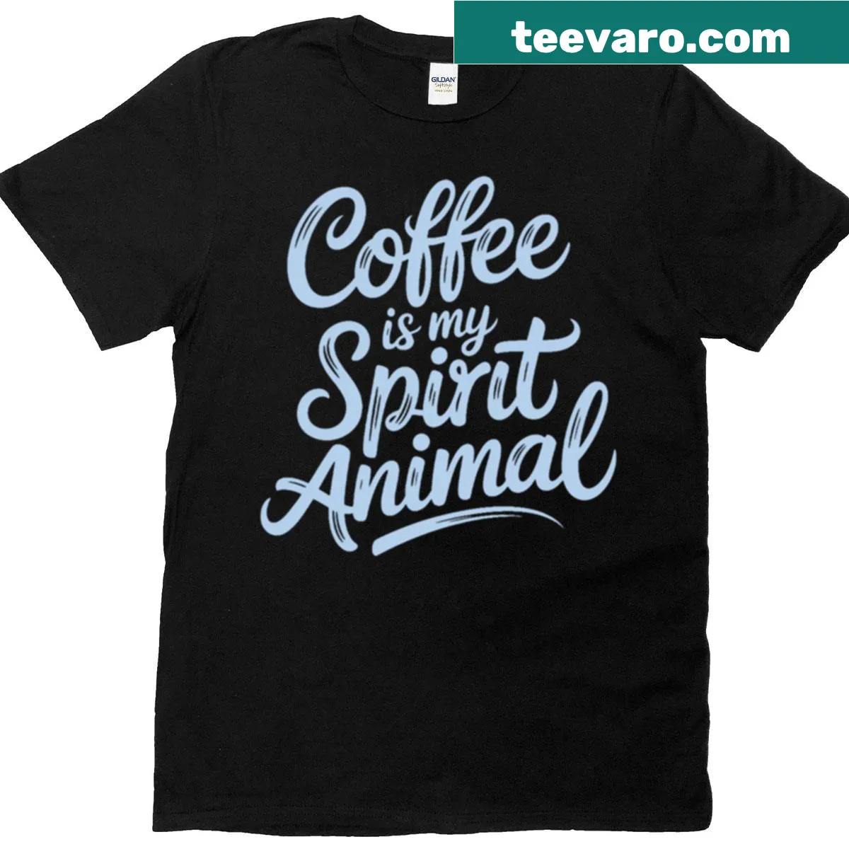 Funny coffee quote T-shirt stating 'Coffee Is My Spirit Animal' — on a men's t-shirt