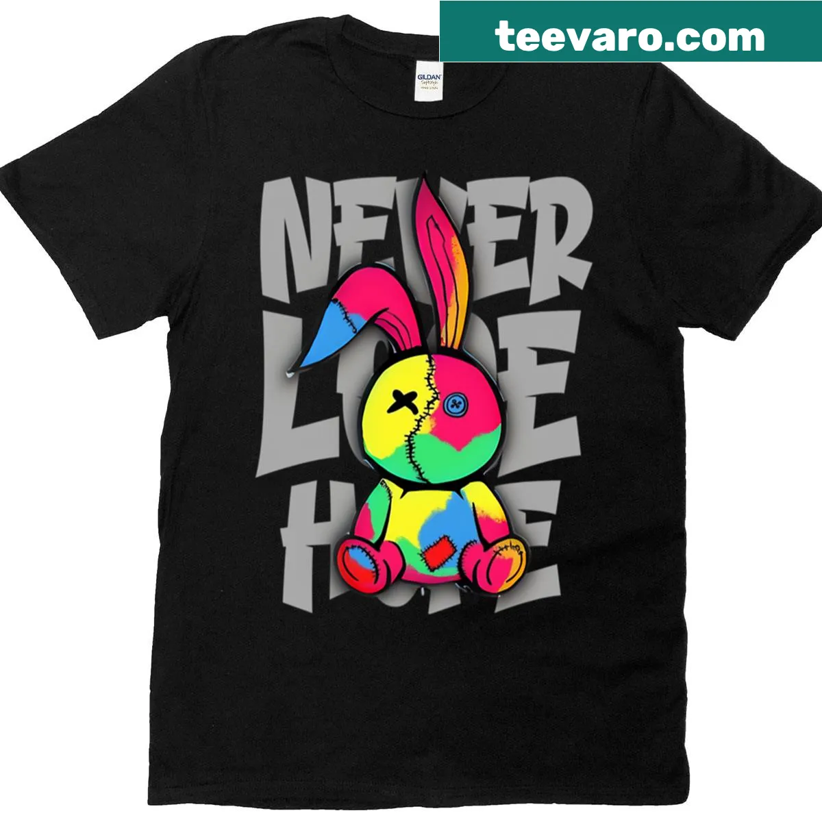 Street art inspired rabbit graphic on a T-shirt — on a men's t-shirt