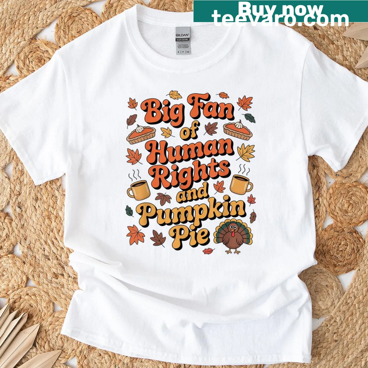 Retro Pumpkin Pie T-shirt with a fun human rights message — on a men's t-shirt