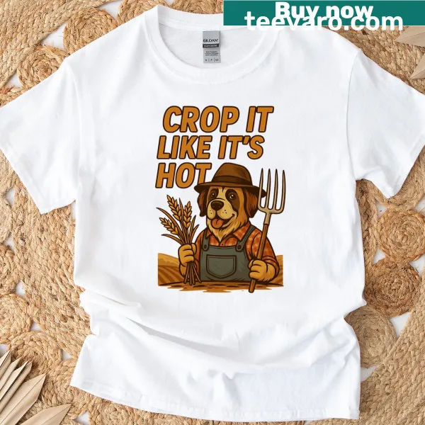 Funny farmer dog design t-shirt with cartoon graphics
