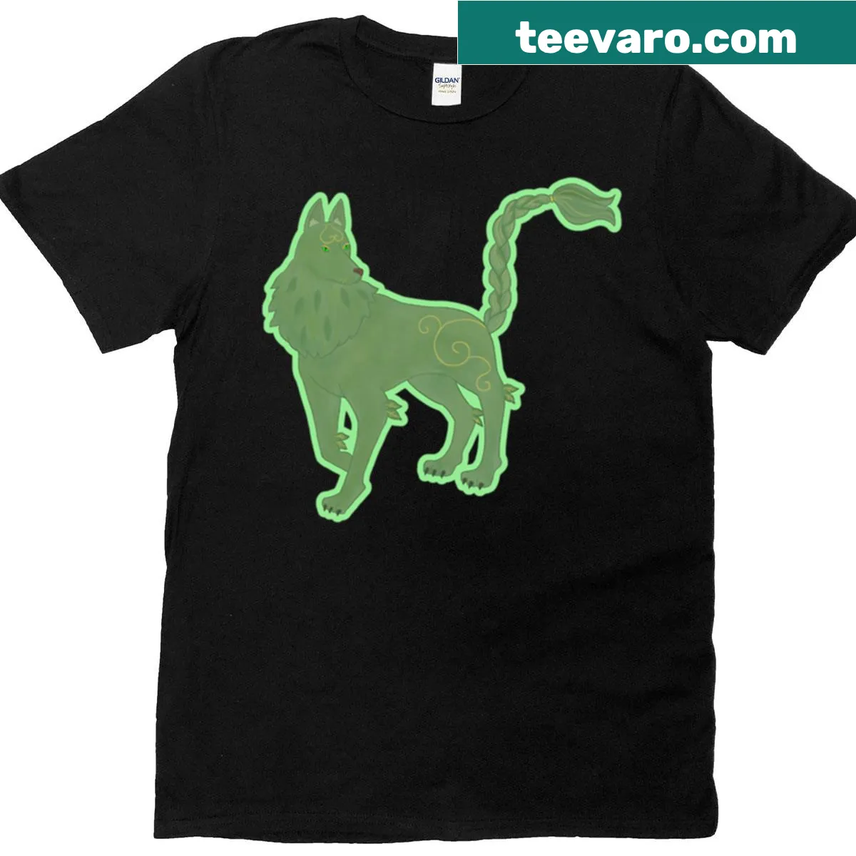 Mythical Cu Sithe graphic t-shirt featuring fantasy art — on a men's t-shirt