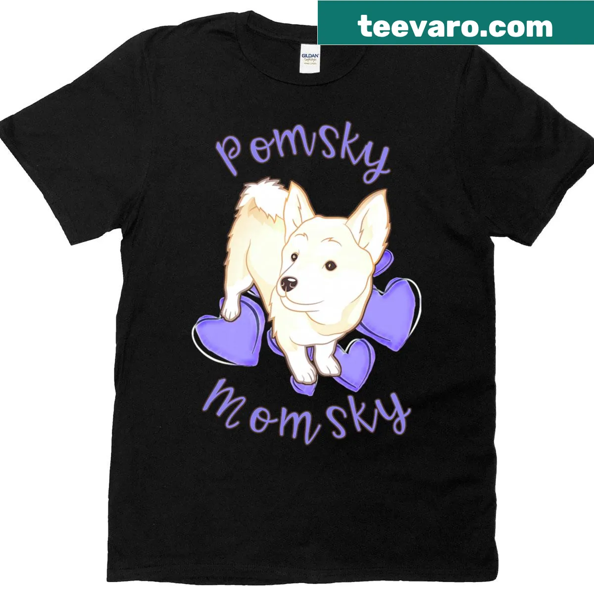Cute T-shirt for pomsky moms with the phrase 'Cute Pomsky Momsky' — on a men's t-shirt