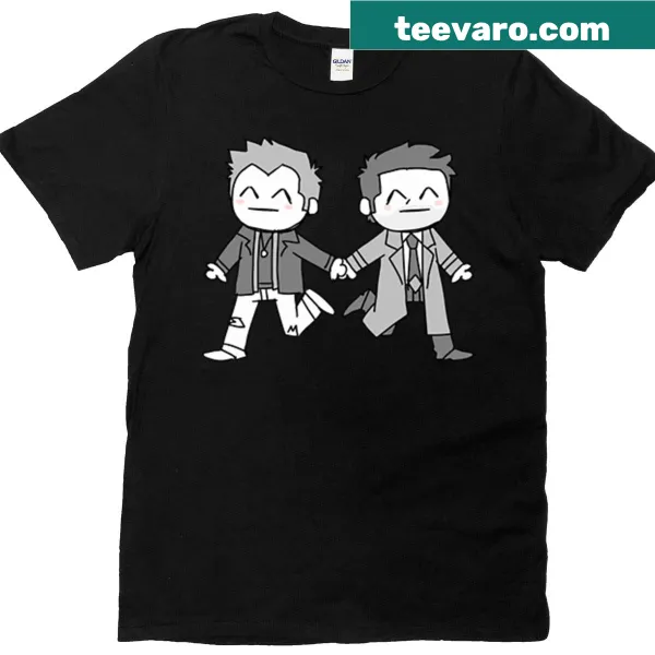 T-shirt featuring Dean and Castiel graphic for Supernatural fans