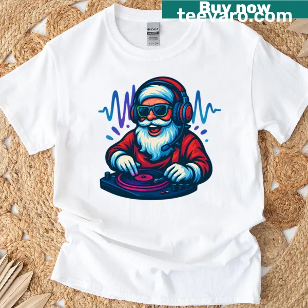 T-shirt with DJ Santa design for Christmas music lovers