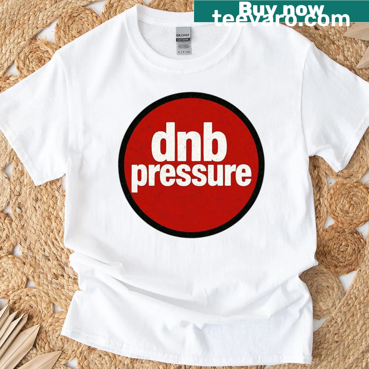 Dynamic T-shirt featuring a graphic representing drum and bass culture — on a men's t-shirt
