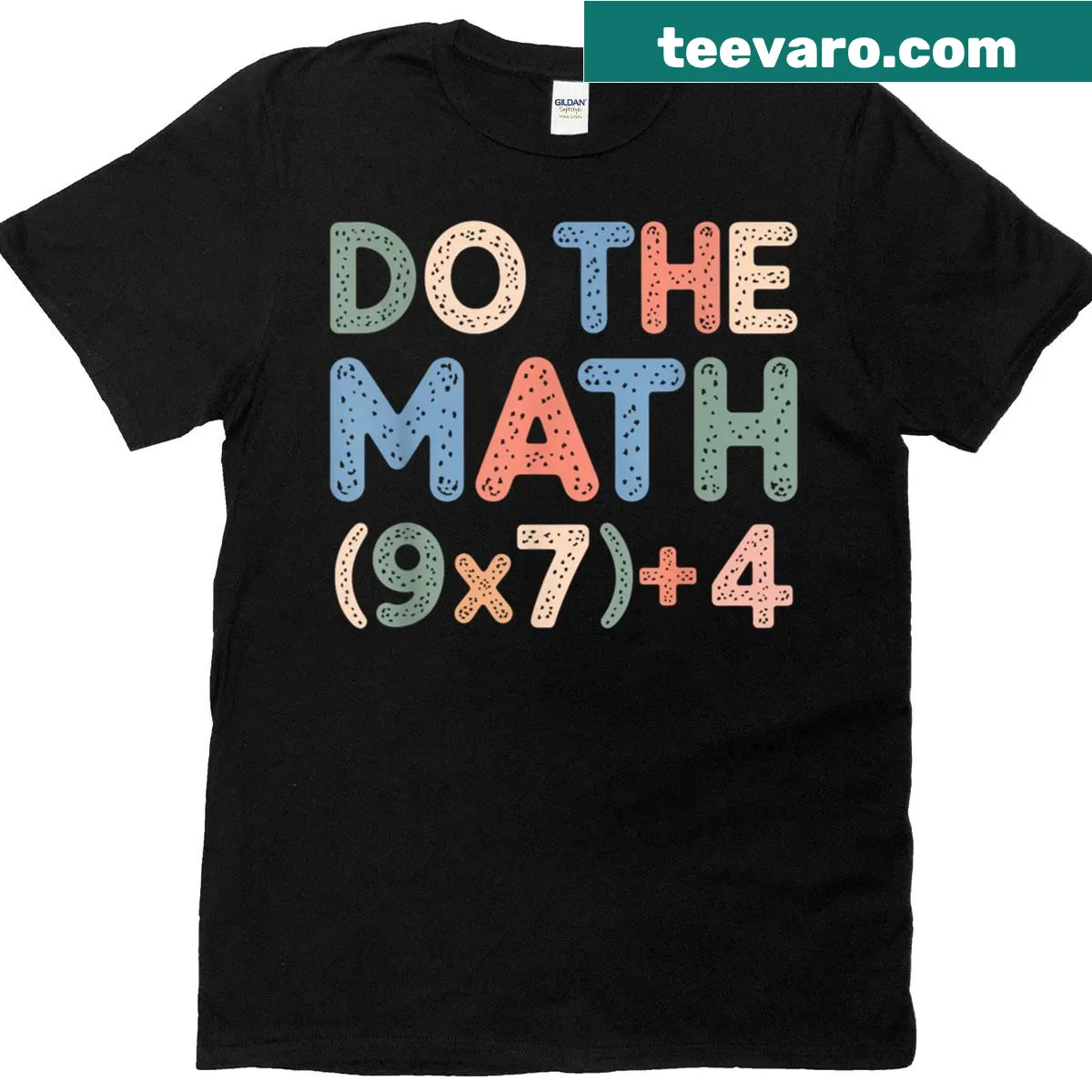 Funny Thanksgiving-themed math equation T-shirt for teachers — on a men's t-shirt