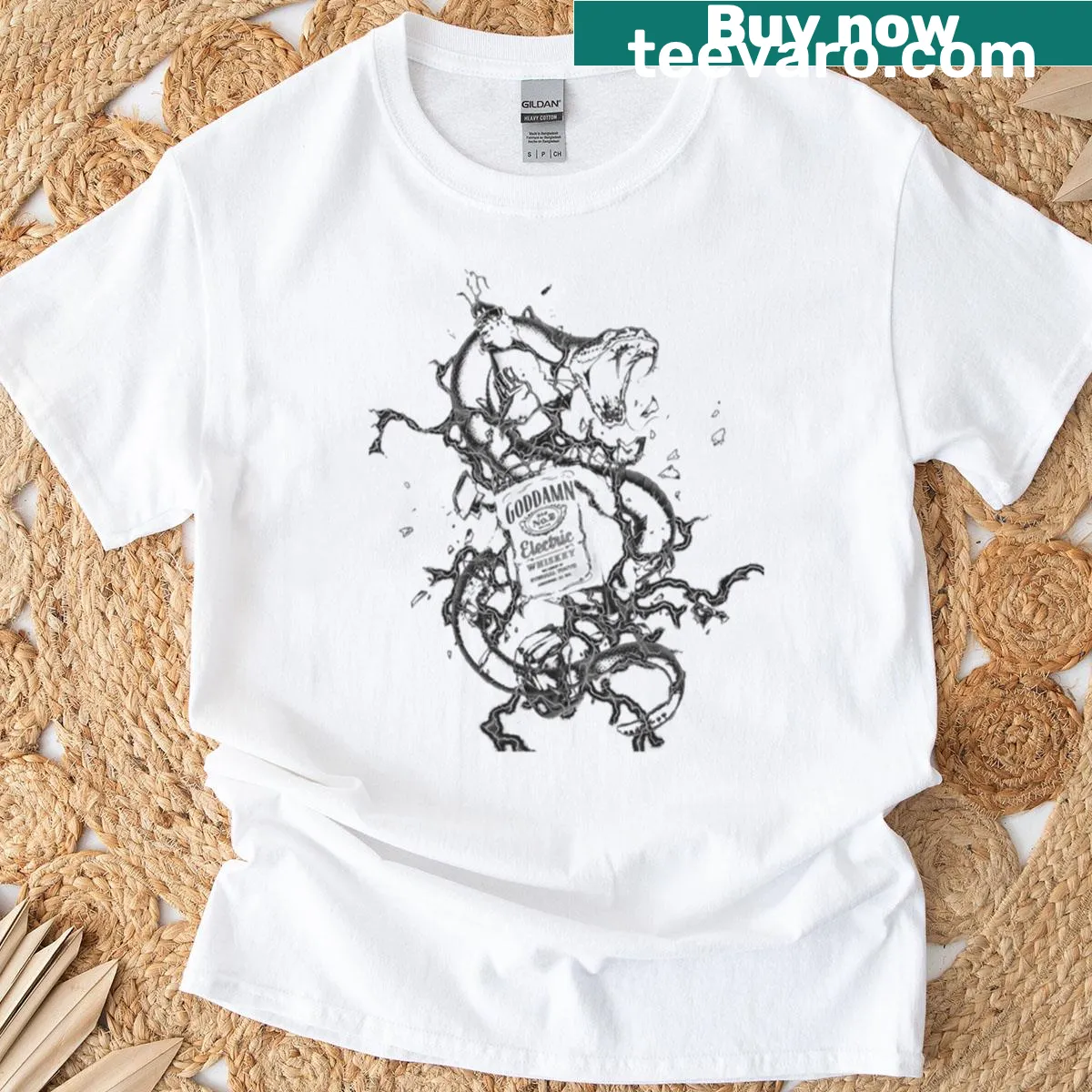 Silhouette t-shirt with the phrase 'Drag The Waters' design — on a men's t-shirt