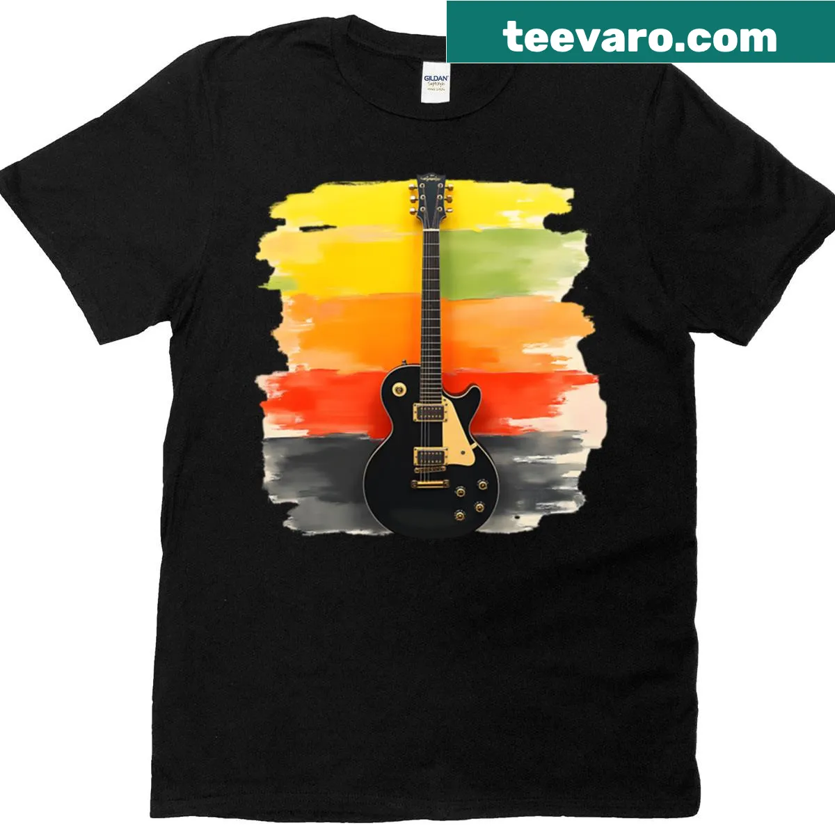 Electric guitar illustration on an abstract background. — on a men's t-shirt