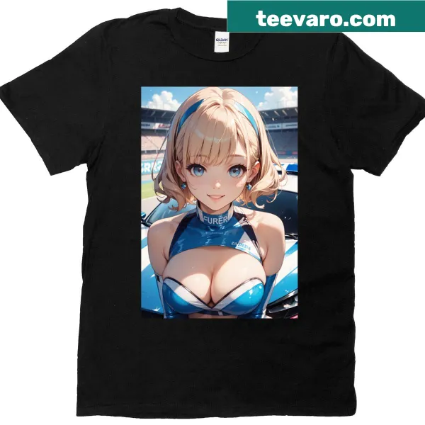 Anime racing queen graphic on Electric Heart T-shirt
