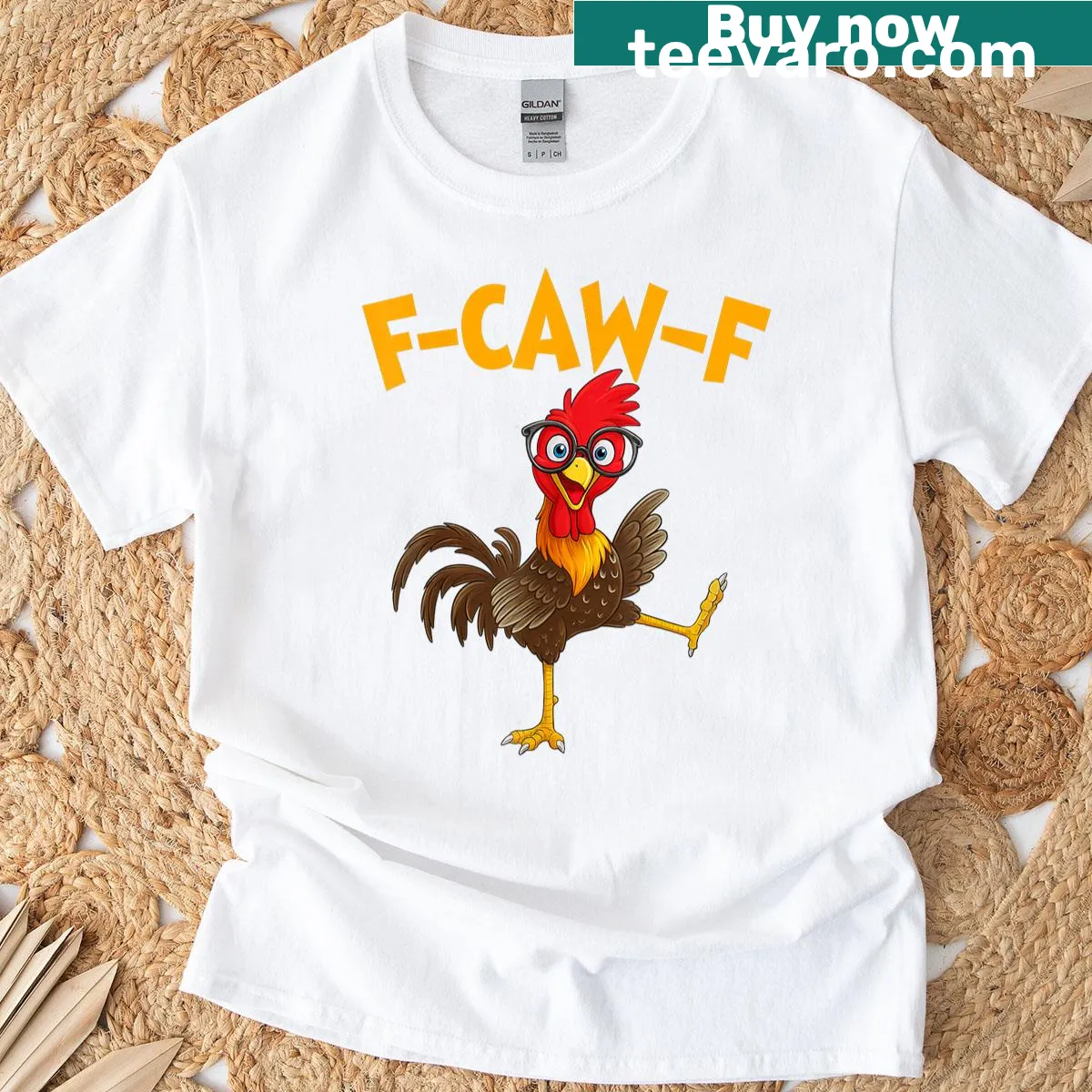 Funny rooster T-shirt with chicken whisperer theme and humorous text — on a men's t-shirt