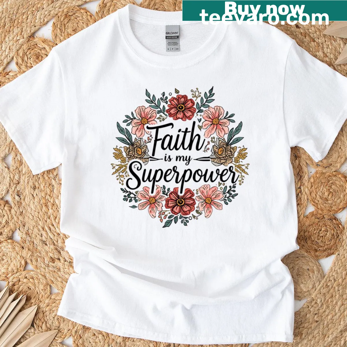 Inspirational t-shirt with the phrase Faith Is My Superpower — on a men's t-shirt