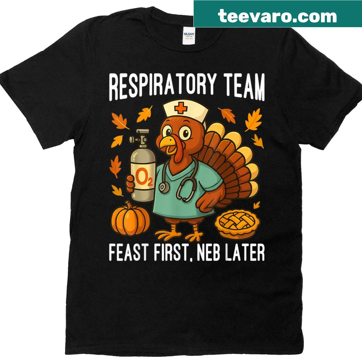 Thankful RT typography t-shirt for respiratory therapists — on a men's t-shirt