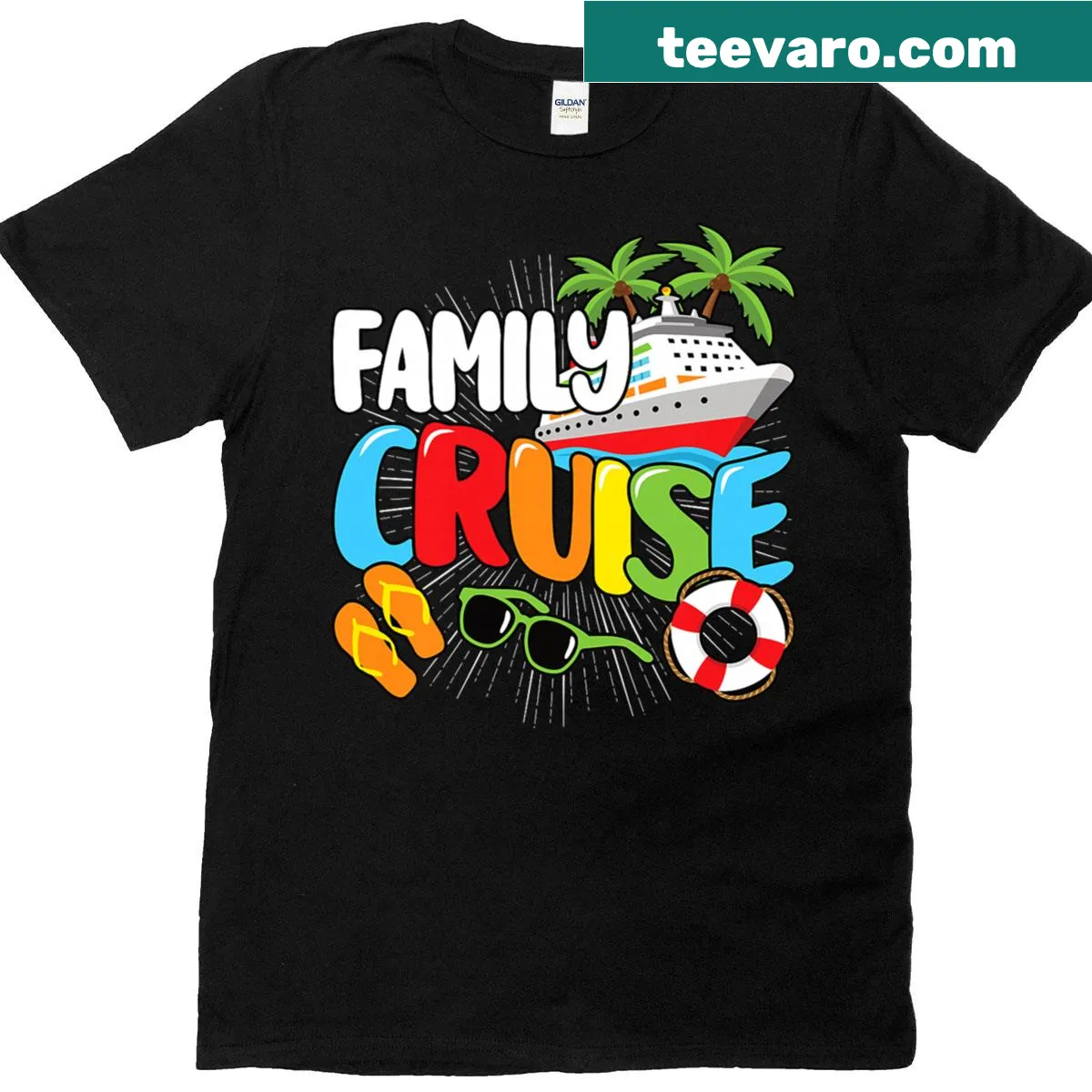 Funny family cruise shirt with playful sea trip graphics — on a men's t-shirt