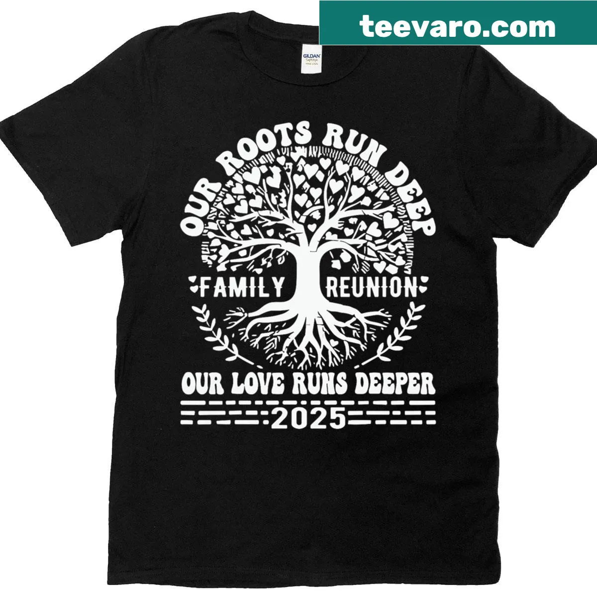Family reunion t-shirt with heartfelt text about love and roots — on a men's t-shirt