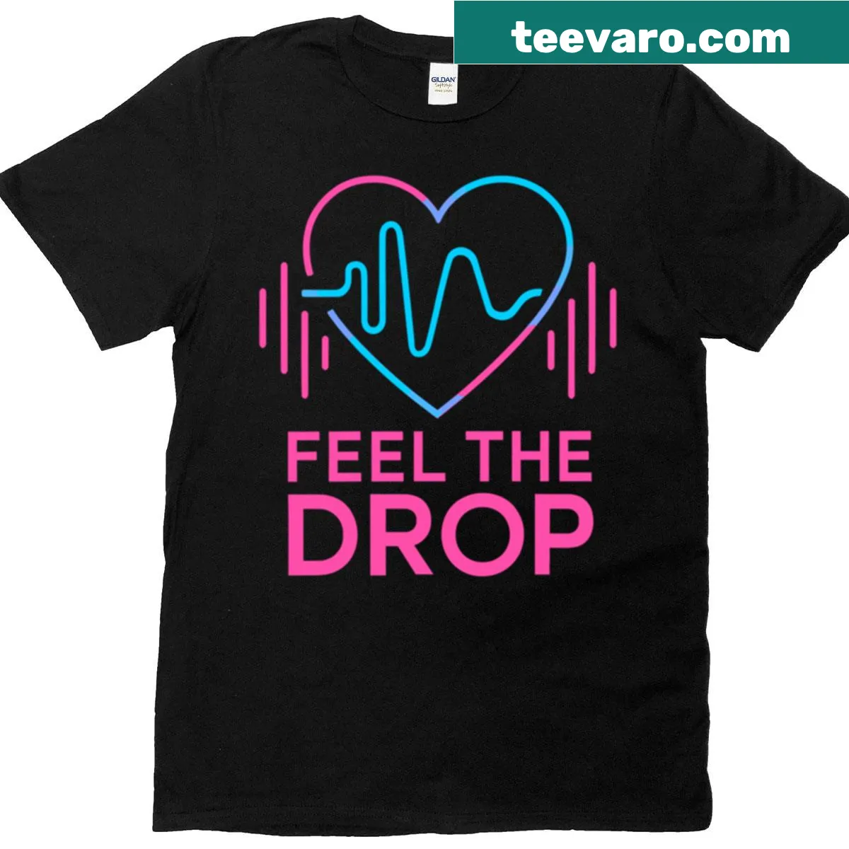 Inspirational music graphic t-shirt with heart-themed text — on a men's t-shirt