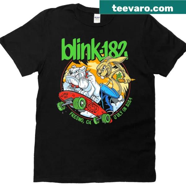 Shirt featuring Fresno Blink 182 design with nostalgic elements