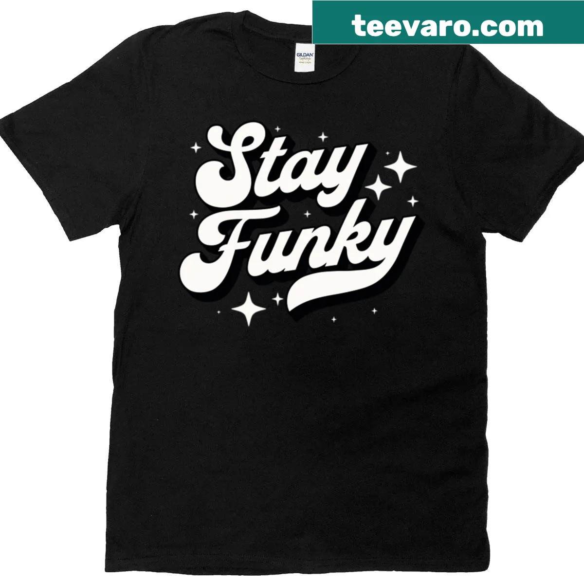 Funky retro style T-shirt with bold design — on a men's t-shirt