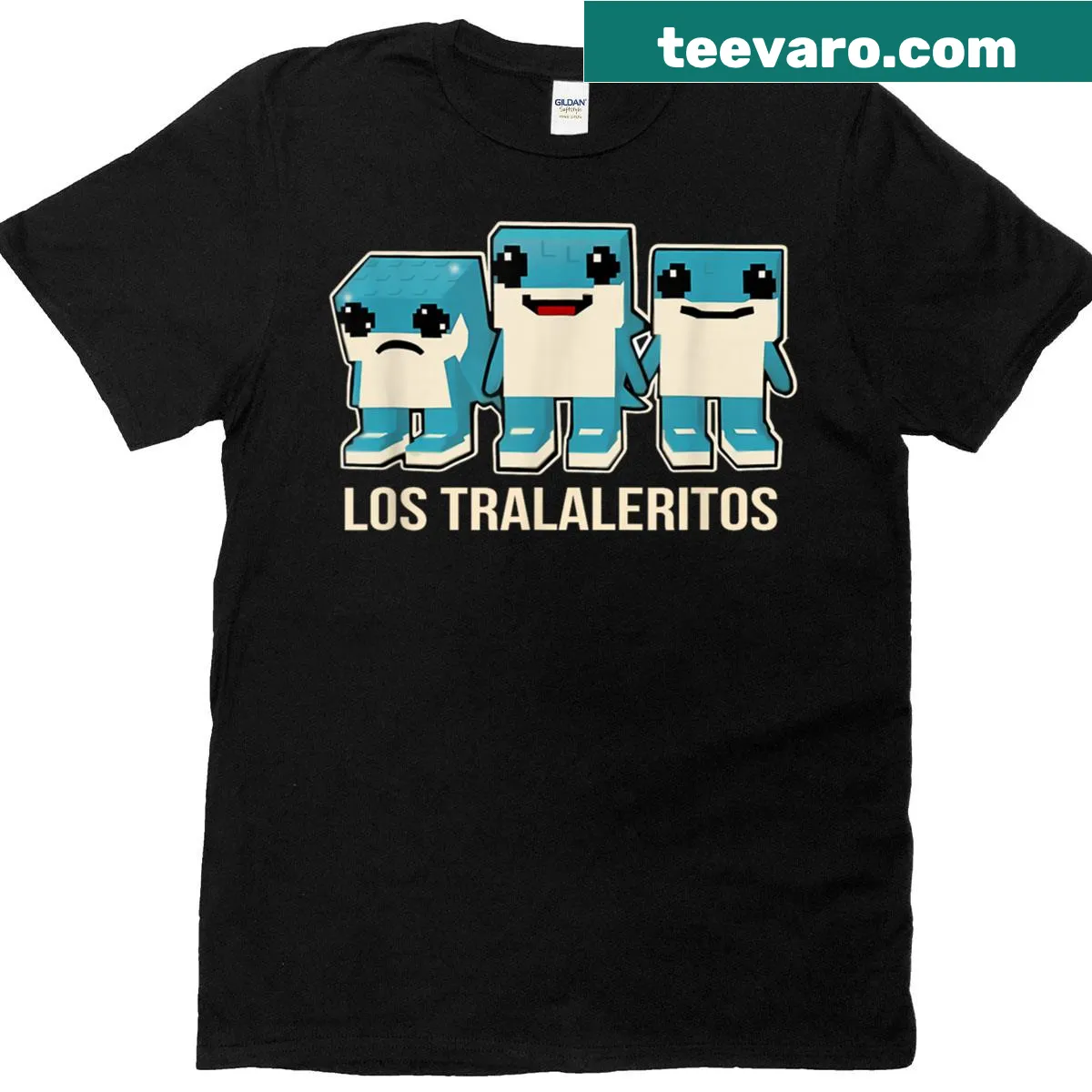 Cartoon-style gamer shirt with the phrase Los Tralaleritos Tralalero Tralala — on a men's t-shirt