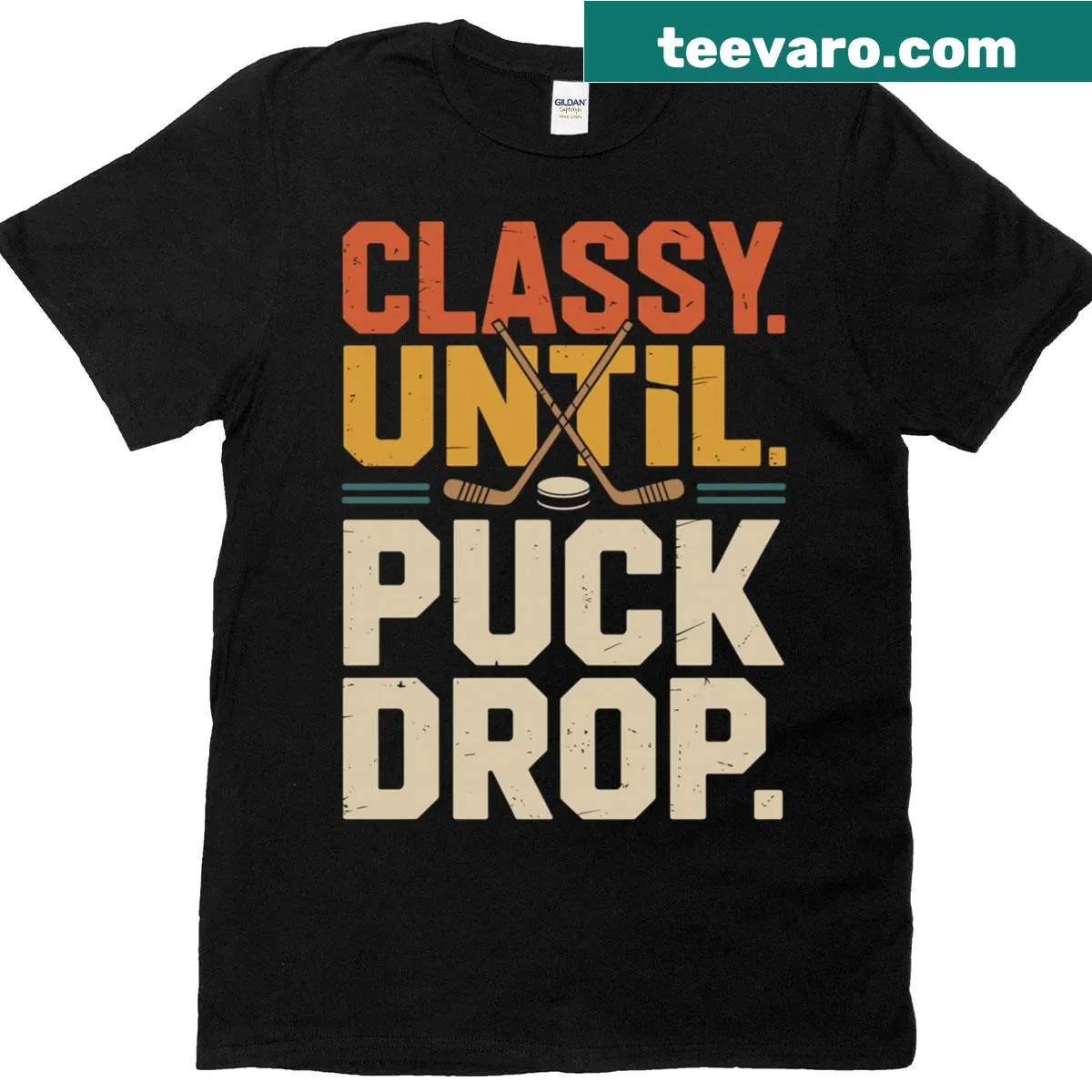 Vintage hockey tee featuring retro ice rink design and funny phrase — on a men's t-shirt