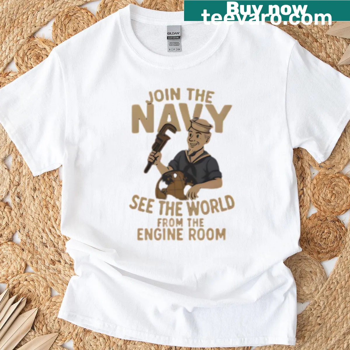 Funny T-shirt for Navy veterans with engine room humor — on a men's t-shirt