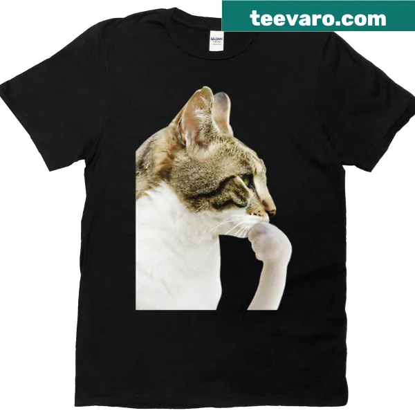 Cartoon pondering cat t-shirt for cat lovers