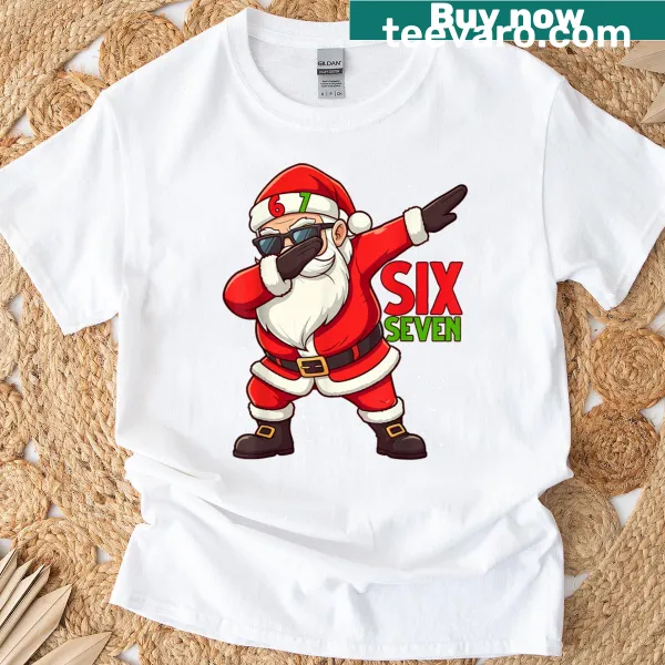Dabbing Santa Christmas t-shirt with playful holiday text