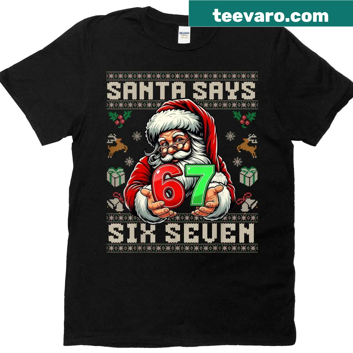 T-shirt featuring a funny Santa graphic for Christmas. — on a men's t-shirt