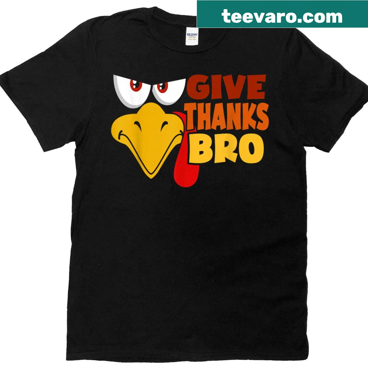 Funny turkey face t-shirt for Thanksgiving celebrations — on a men's t-shirt