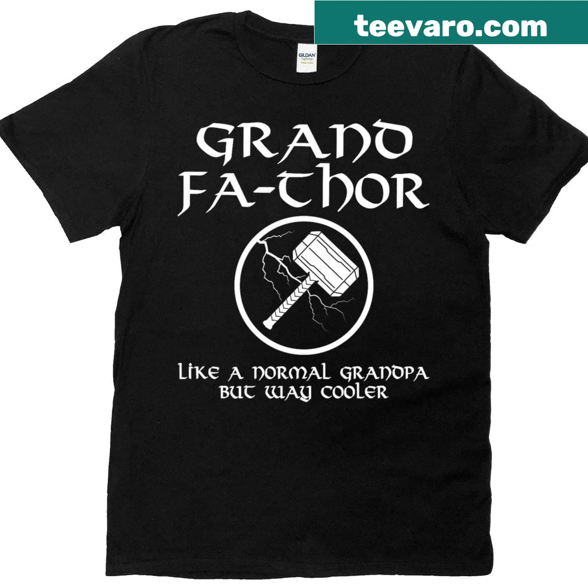 Wholesome T-shirt with Grand Fa-thor saying for grandpas — on a men's t-shirt
