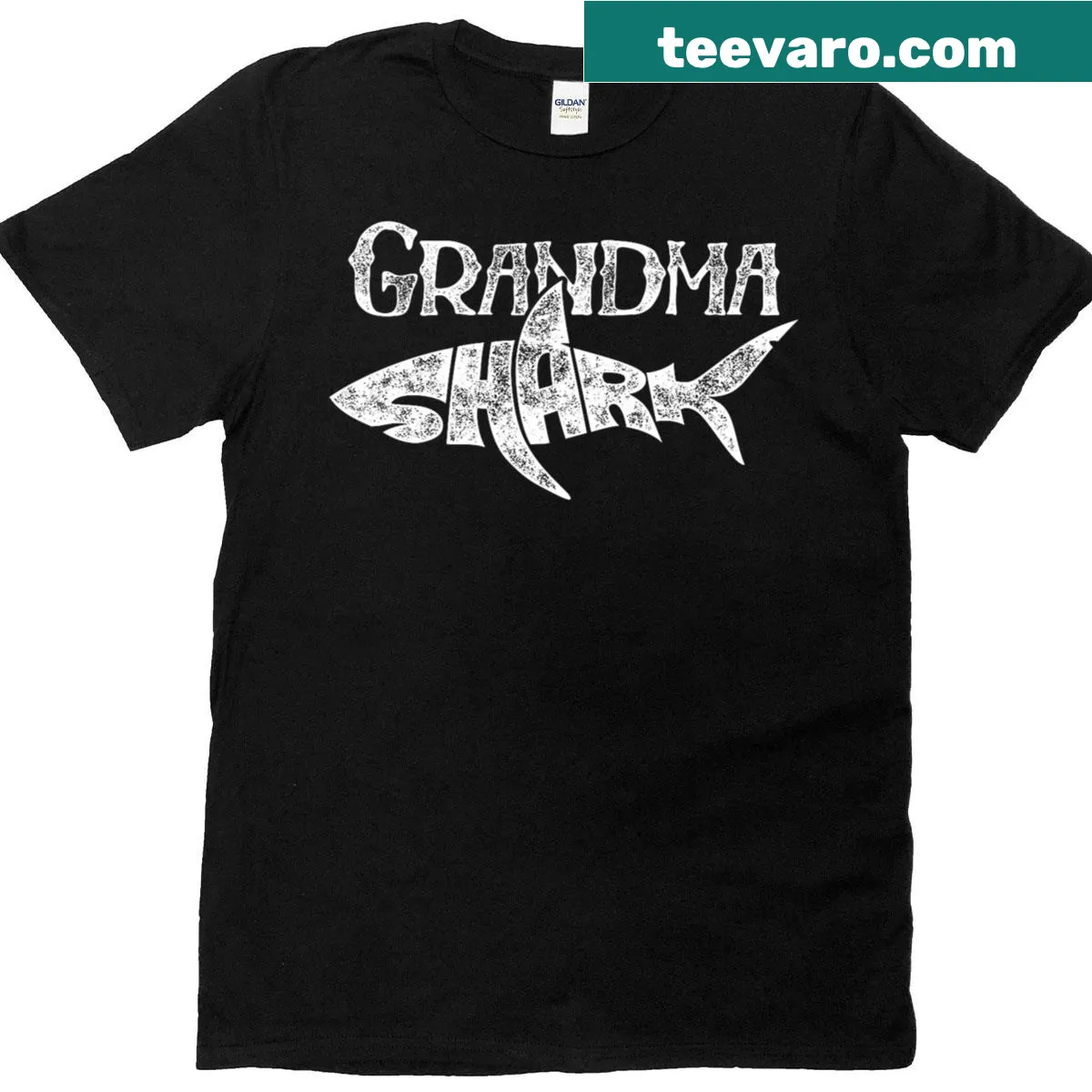 Cartoon graphic of Grandma Shark for family matching outfits — on a men's t-shirt