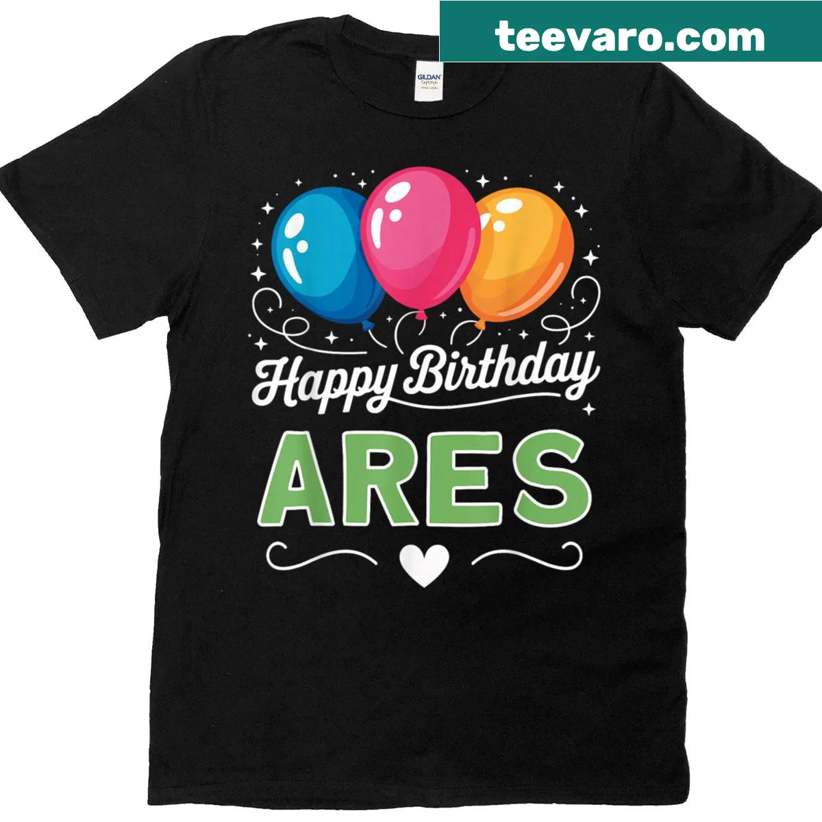 Colorful birthday t-shirt celebrating Ares — on a men's t-shirt