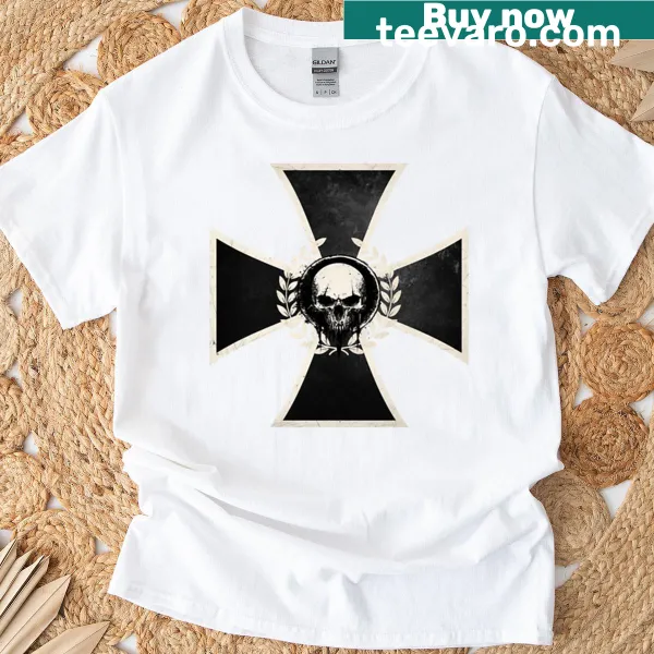 Templar cross graphic on a shirt honoring historical crusades