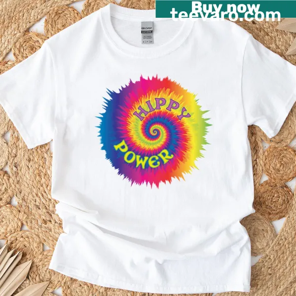 Vintage-style Hippy Power t-shirt celebrating love and harmony