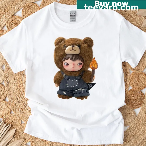 T-shirt featuring the Hirono character from Popmart.