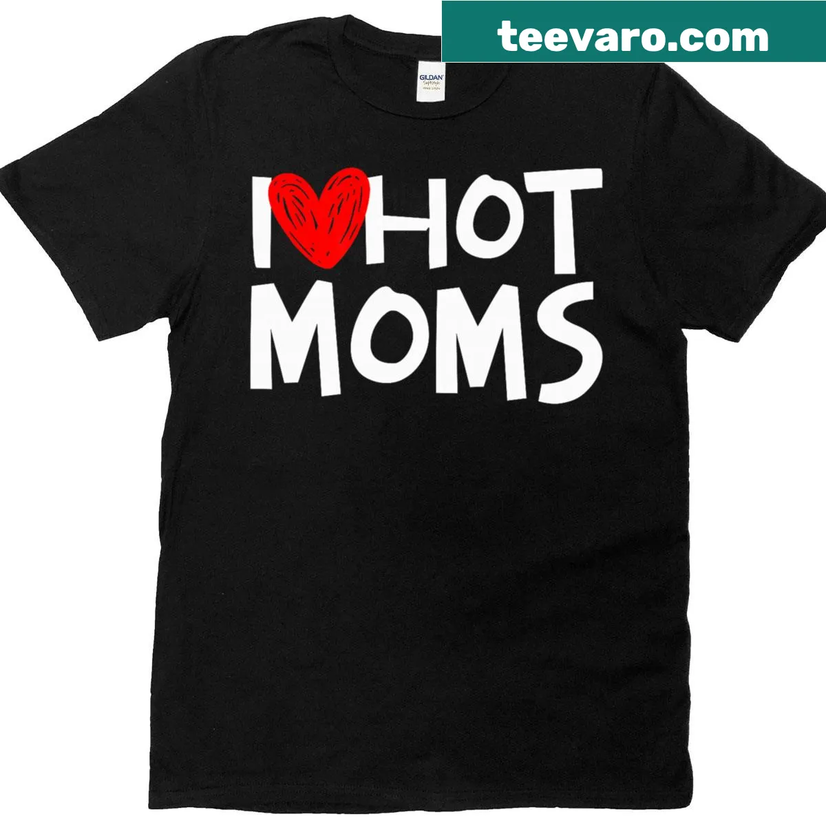 T-shirt with a playful heart graphic celebrating hot moms — on a men's t-shirt