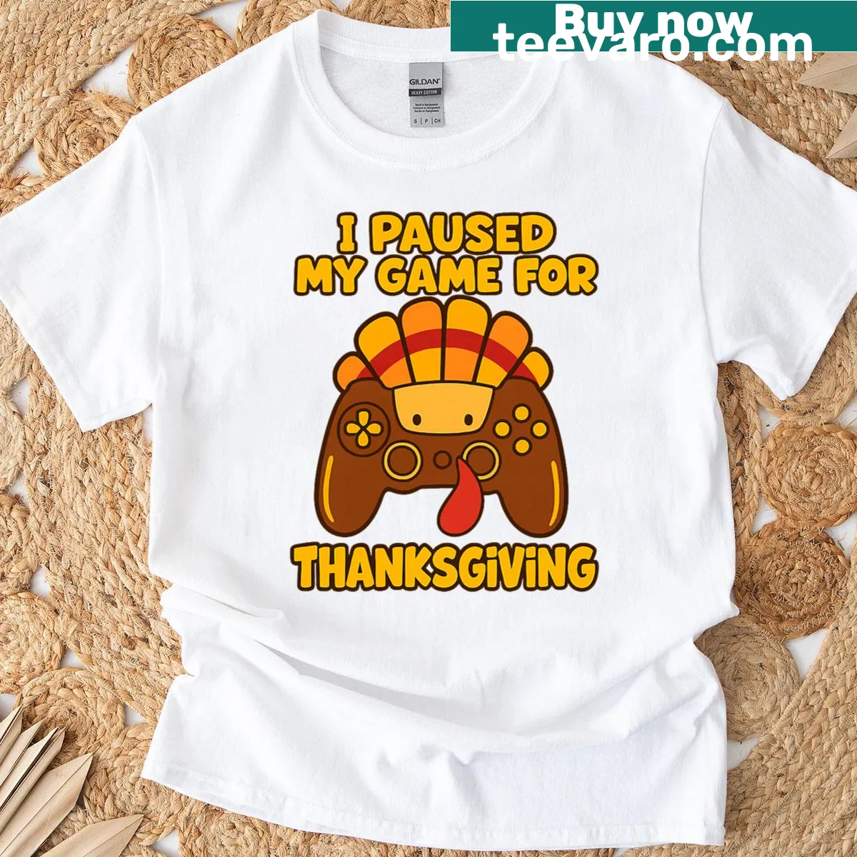 Thanksgiving t-shirt with humorous gaming reference — on a men's t-shirt