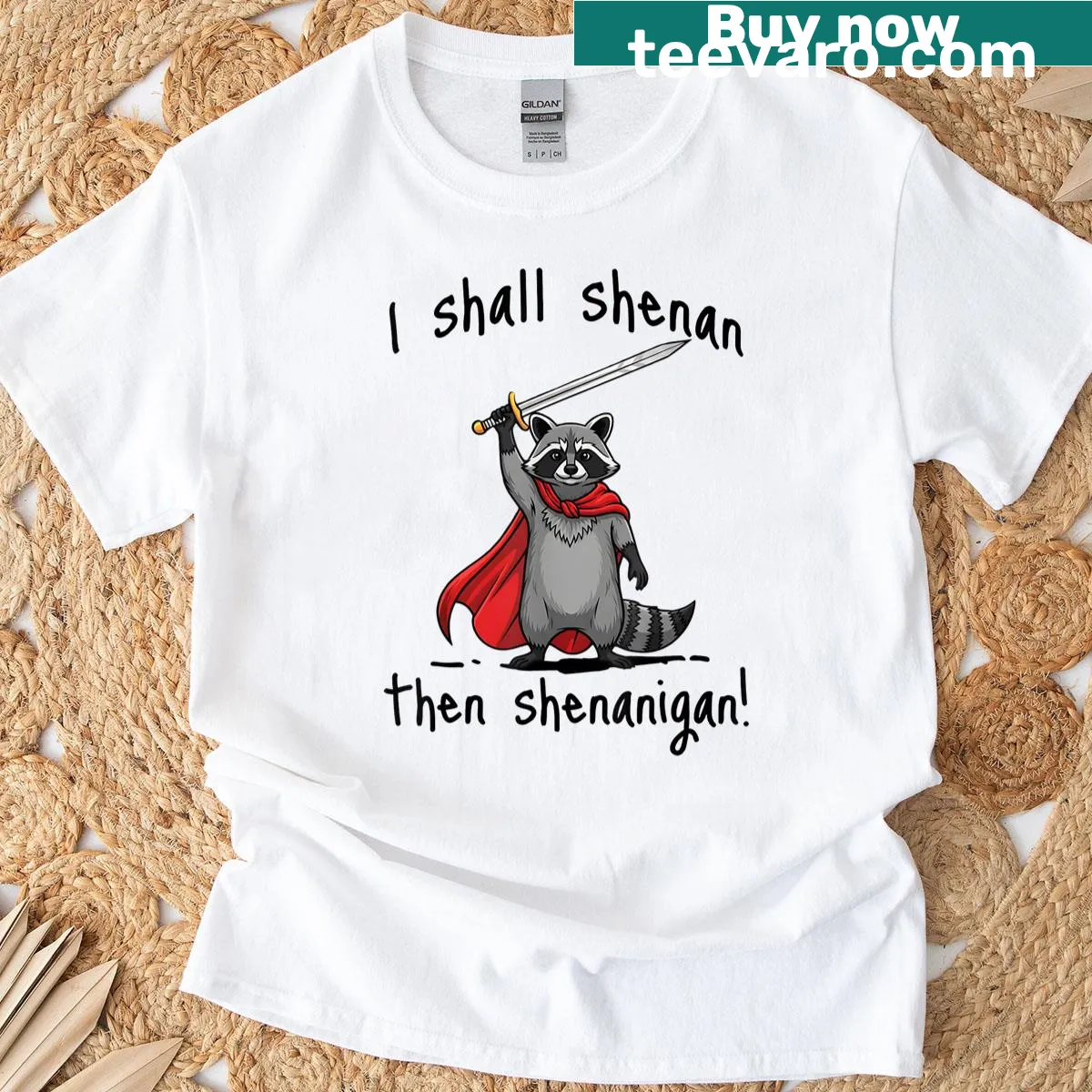 Cute raccoon t-shirt with humorous saying — on a men's t-shirt