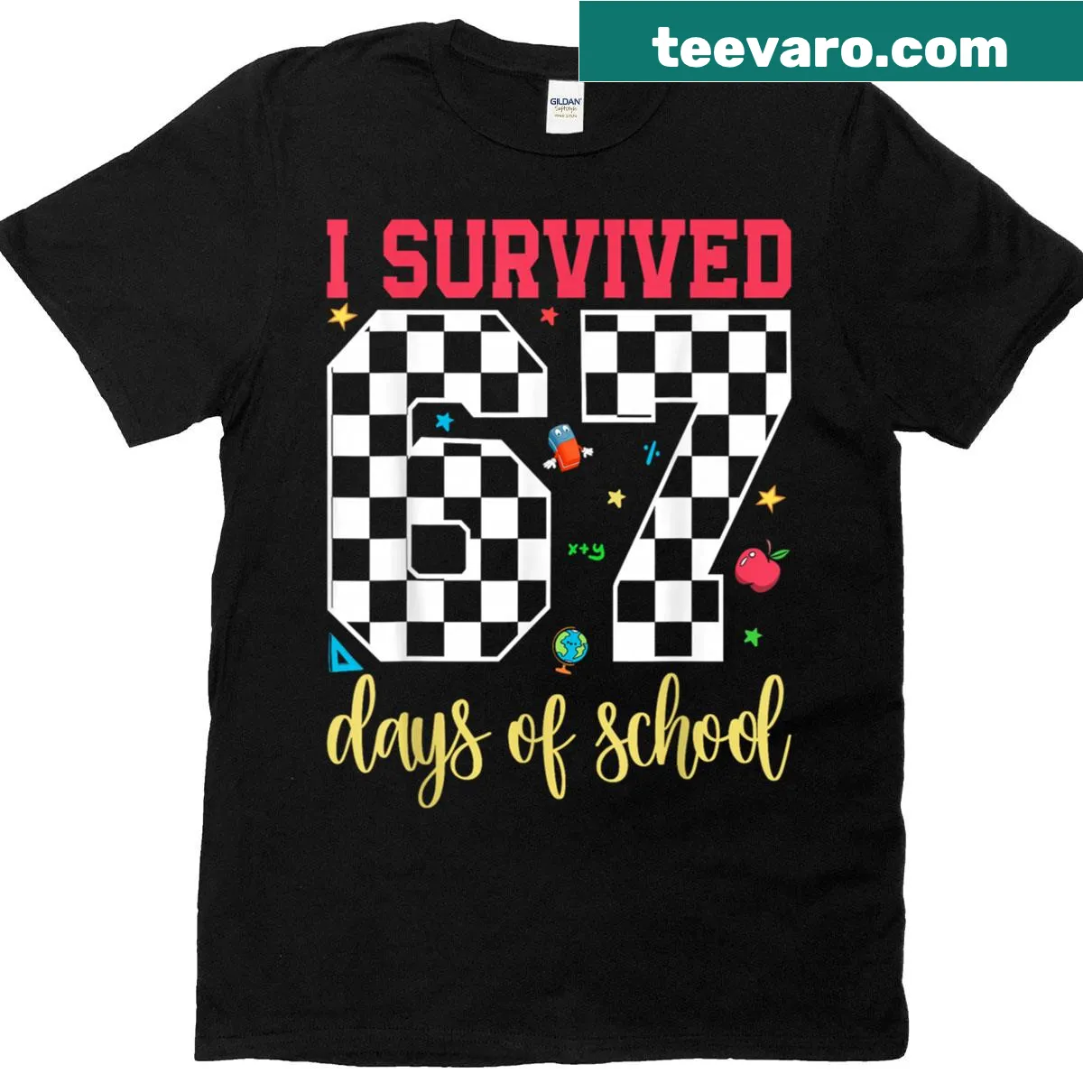 Funny I Survived 67 Days Of School T-shirt for students. — on a men's t-shirt