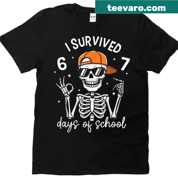 Skeleton graphic with text about surviving school for kids