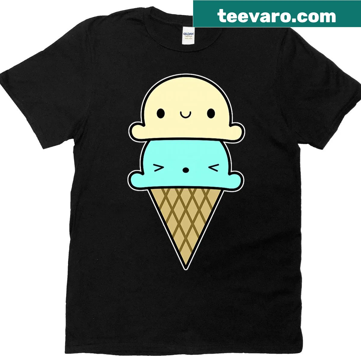 Fun T-shirt celebrating ice cream with playful text and graphics — on a men's t-shirt