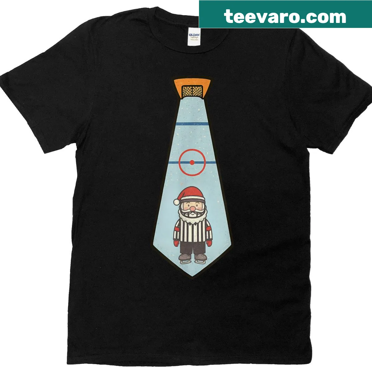 Funny Santa referee graphic for hockey on a Christmas t-shirt — on a men's t-shirt