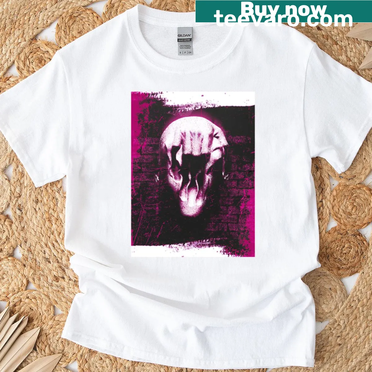 Bold graphic T-shirt exploring themes of identity — on a men's t-shirt