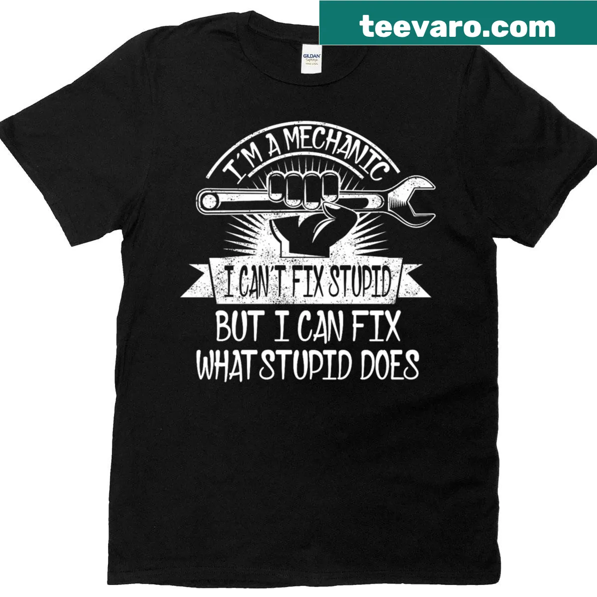Sarcastic mechanic quote graphic on a t-shirt — on a men's t-shirt