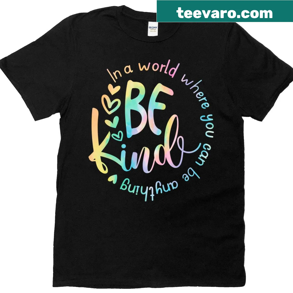 Inspirational typography design promoting kindness — on a men's t-shirt