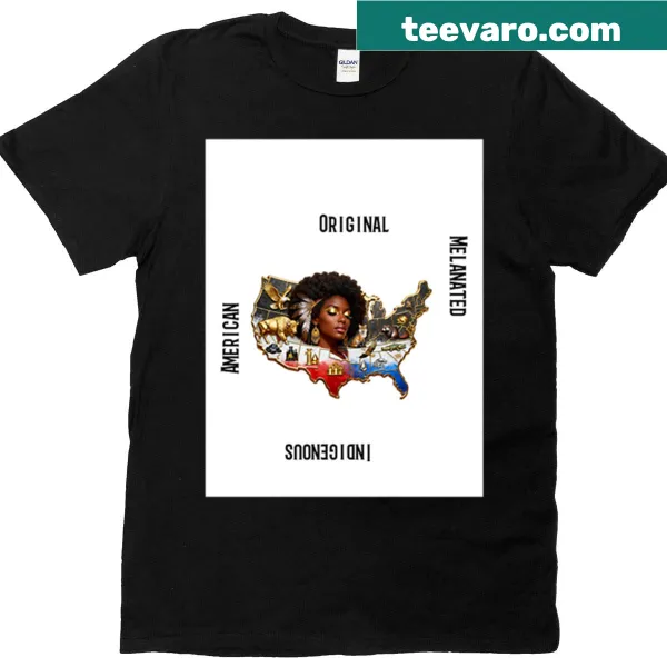 Illustration of an Indigenous melanated woman on a t-shirt.